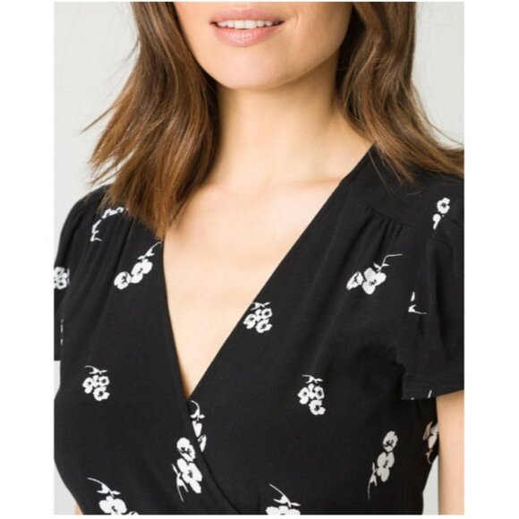 Women Le Chateau Floral Print Viscose Crêpe Faux Wrap Dress XXL - Picture 3 of 5